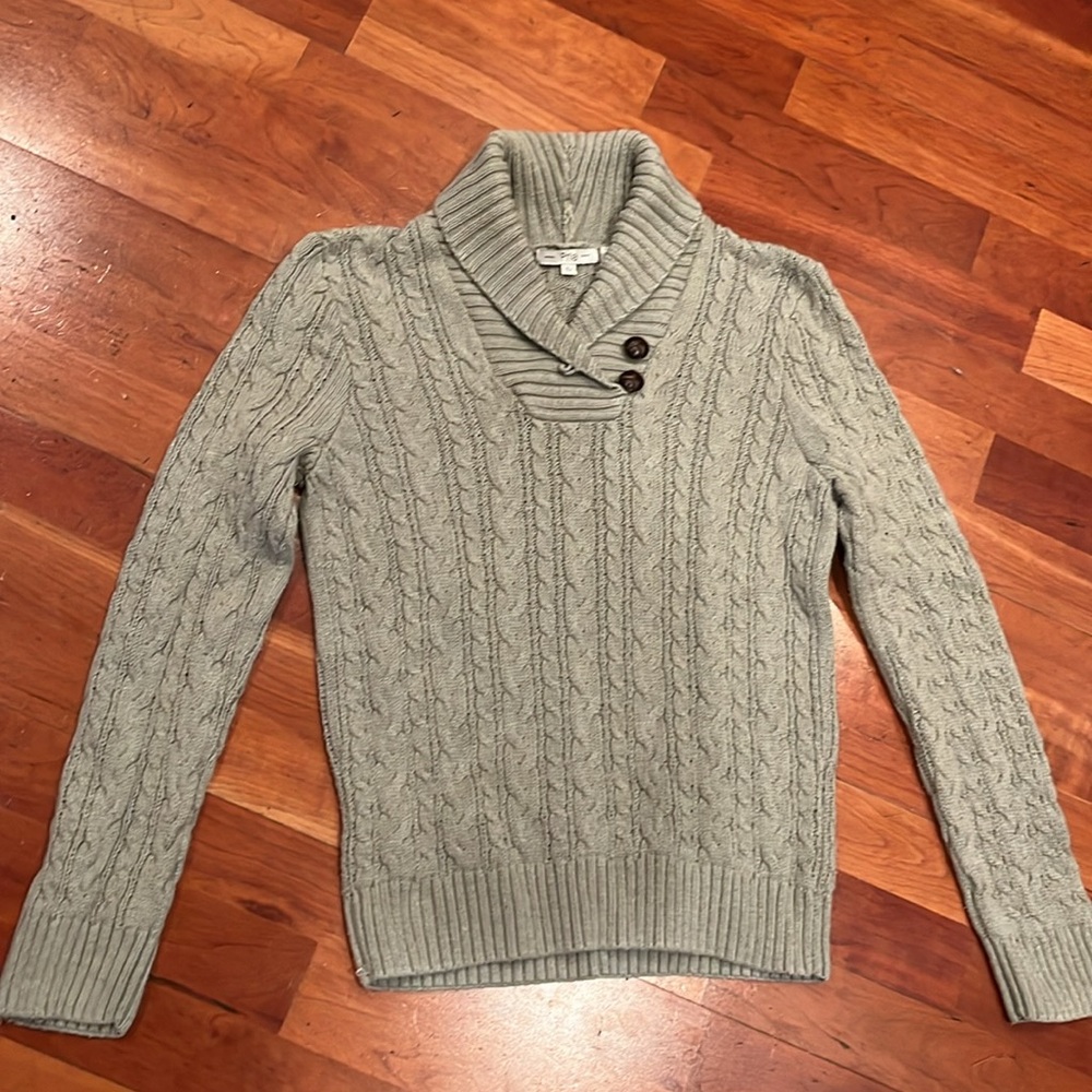 EUC PRIA Sage Cable Knit Cowl Collar Sweater